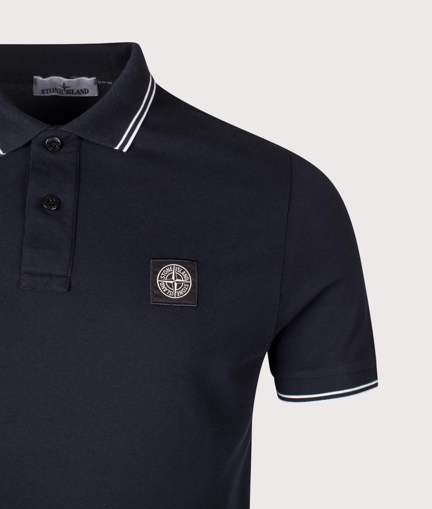 Stone Island Mens Slim Fit Striped Collar Polo Shirt